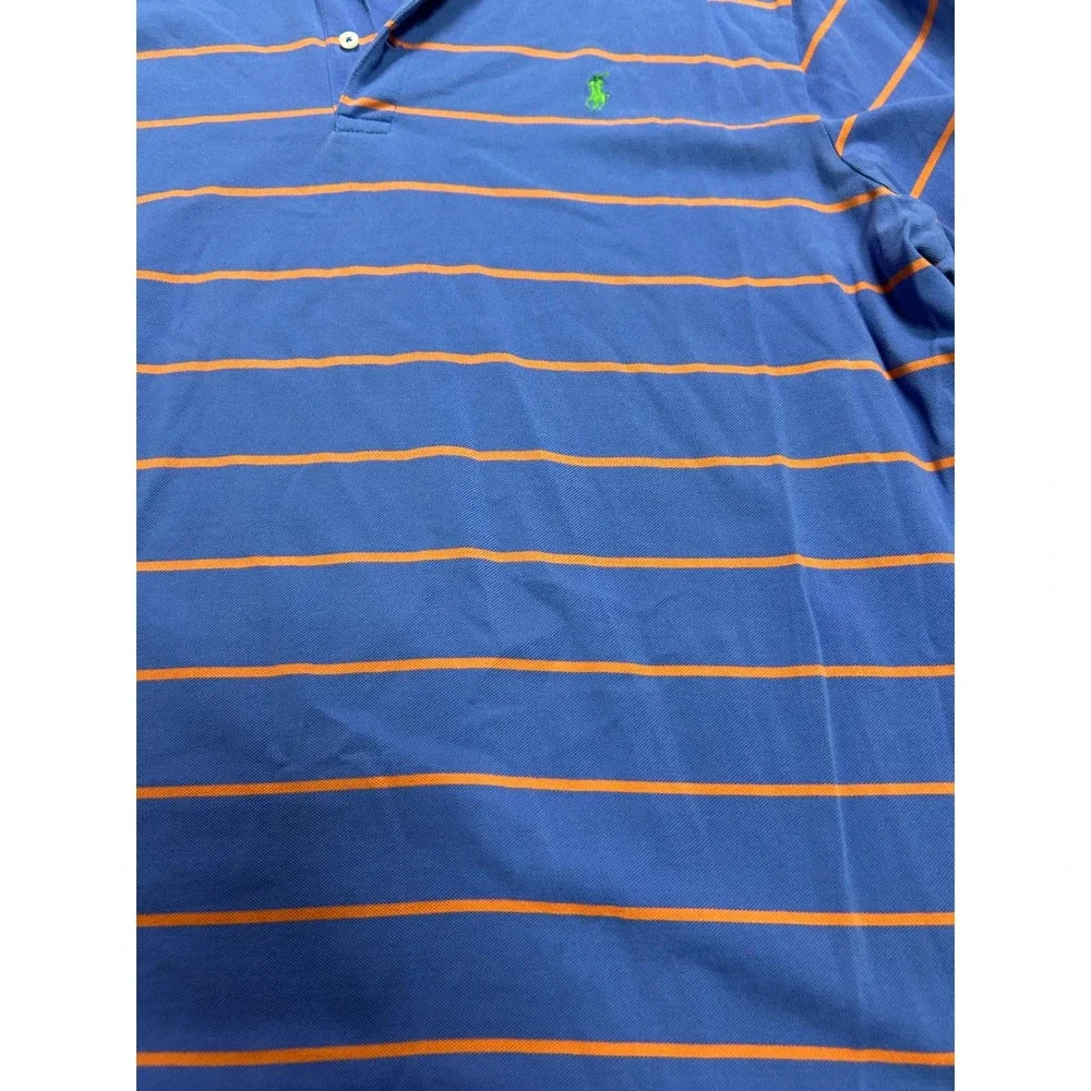 Polo Golf Ralph Laurel‎ Striped Pima Cotton Polo Shirt XXL Blue Orange Striped